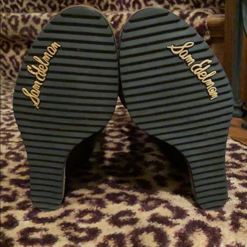 Sam Edelman black strappy wedge boot. Sz 8-1/2 - Picture 5 of 10